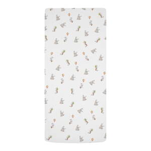 Biela napínacia detská plachta na jednolôžko z bavlneného saténu 90x200 cm Hugging Bunnies – Butter Kings