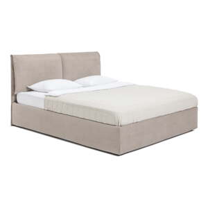 Čalúnená dvojlôžková posteľ taupe s úložným priestorom s matracom/s roštom 180x200 cm Thessa Pillow - Bonami Selection