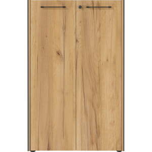 Antracitová/v prírodnej farbe uzamykateľná skrinka v dekore duba 75x120x40 cm Podium – Germania
