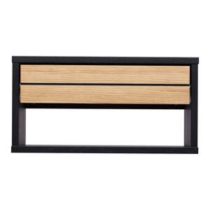 Čierny/v prírodnej farbe závesný nočný stolík v dekore duba Stripe – Woodman