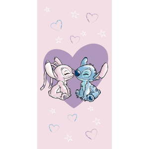 Ružová bavlnená detská osuška 70x140 cm Lilo and Stitch "Love" – Jerry Fabrics