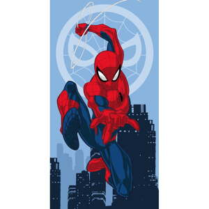 Červená/modrá bavlnená detská osuška 70x140 cm Spider-man "Jump" – Jerry Fabrics