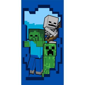 Modrá bavlnená detská osuška 70x140 cm Minecraft "Beware" – Jerry Fabrics