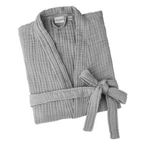 Sivý mušelínový župan veľkosť L/XL Kimono – Foutastic