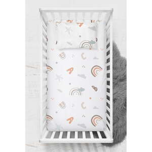 Biela napínacia detská plachta do postieľky z bavlny renforcé 70x120 cm Abc – Mijolnir