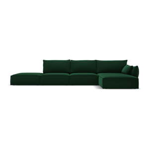 Tmavozelená zamatová rohová pohovka (pravý roh/s leňoškou) Vanda – Mazzini Sofas