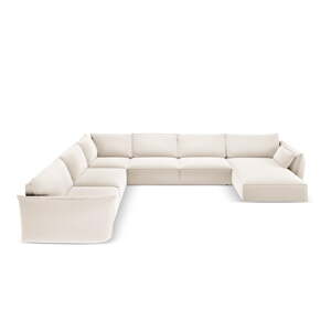 Béžová zamatová rohová pohovka (ľavý roh/do tvaru "U") Vanda – Mazzini Sofas