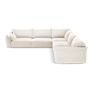 Béžová zamatová rohová pohovka Vanda – Mazzini Sofas