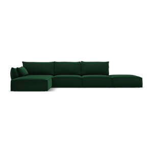 Tmavozelená zamatová rohová pohovka (ľavý roh/s leňoškou) Vanda – Mazzini Sofas