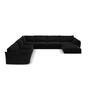 Čierna zamatová rohová pohovka (ľavý roh/do tvaru "U") Vanda – Mazzini Sofas