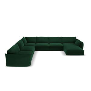 Tmavozelená zamatová rohová pohovka (ľavý roh/do tvaru "U") Vanda – Mazzini Sofas
