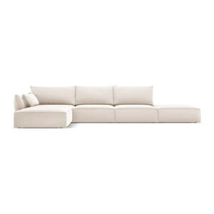 Béžová zamatová rohová pohovka (ľavý roh/s leňoškou) Vanda – Mazzini Sofas