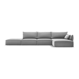 Svetlosivá zamatová rohová pohovka (pravý roh/s leňoškou) Vanda – Mazzini Sofas