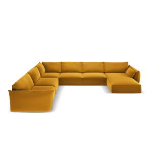 Zamatová rohová pohovka v horčicovej farbe (ľavý roh/do tvaru "U") Vanda – Mazzini Sofas