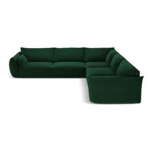 Tmavozelená zamatová rohová pohovka Vanda – Mazzini Sofas