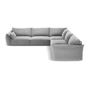 Svetlosivá zamatová rohová pohovka Vanda – Mazzini Sofas