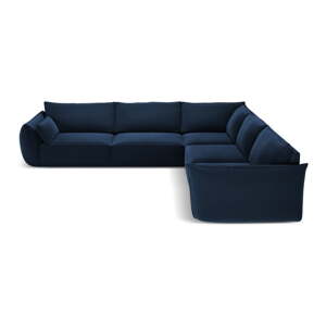 Tmavomodrá zamatová rohová pohovka Vanda – Mazzini Sofas