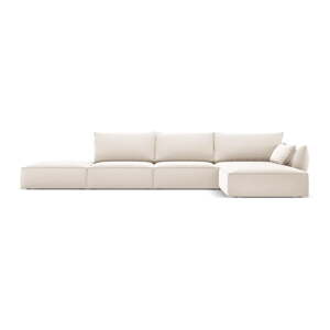 Béžová zamatová rohová pohovka (pravý roh/s leňoškou) Vanda – Mazzini Sofas