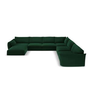 Tmavozelená zamatová rohová pohovka (pravý roh/do tvaru "U") Vanda – Mazzini Sofas