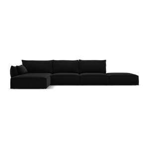 Čierna zamatová rohová pohovka (ľavý roh/s leňoškou) Vanda – Mazzini Sofas