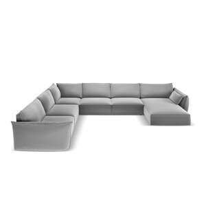 Svetlosivá zamatová rohová pohovka (ľavý roh/do tvaru "U") Vanda – Mazzini Sofas