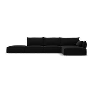 Čierna zamatová rohová pohovka (pravý roh/s leňoškou) Vanda – Mazzini Sofas