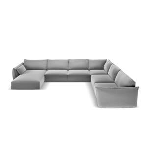 Svetlosivá zamatová rohová pohovka (pravý roh/do tvaru "U") Vanda – Mazzini Sofas