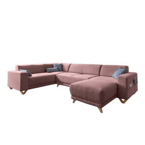 Ružová rozkladacia/s úložným priestorom rohová pohovka (ľavý roh/do tvaru "U") Classy Sophie – Miuform