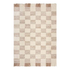 Krémový/v prírodnej farbe ručne tkaný koberec s prímesou vlny 160x230 cm Eric Checkboard – Flair Rugs