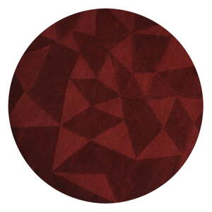 Vínovočervený ručne tkaný vlnený okrúhly koberec ø 160 cm Shard Red – Flair Rugs