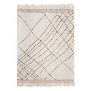 Krémový ručne tkaný koberec s prímesou vlny 200x300 cm Astera Linear – Flair Rugs