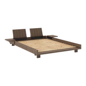 Hnedá dvojlôžková posteľ z borovicového dreva s roštom 140x200 cm Social – Karup Design