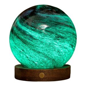 Tmavo prírodná LED stolová lampa so skleneným tienidlom (výška  13 cm) Stellar Ocean – Gingko