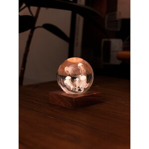 LED stolová lampa v prírodnej farbe so skleneným tienidlom (výška  8 cm) Amber – Gingko