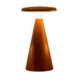 Tmavo prírodná LED stolová lampa s dreveným tienidlom (výška  14 cm) Sylva – Gingko