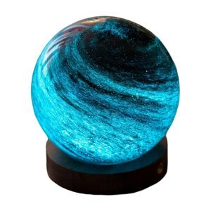Tmavo prírodná LED stolová lampa so skleneným tienidlom (výška  9 cm) Stellar Ocean – Gingko