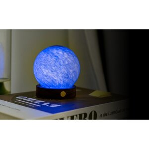 Tmavo prírodná LED stolová lampa so skleneným tienidlom (výška  9 cm) Galaxy Breeze – Gingko
