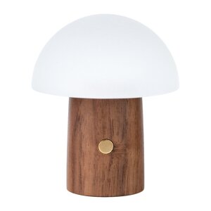 Biela/tmavo prírodná LED stolová lampa (výška  7 cm) Alice Mushroom – Gingko