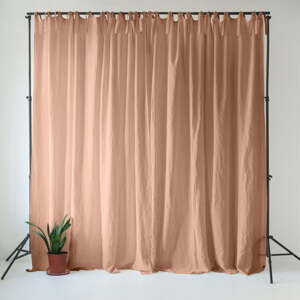 Ružový/hnedý ľanový záves 140x330 cm Cafe Creme – Linen Tales